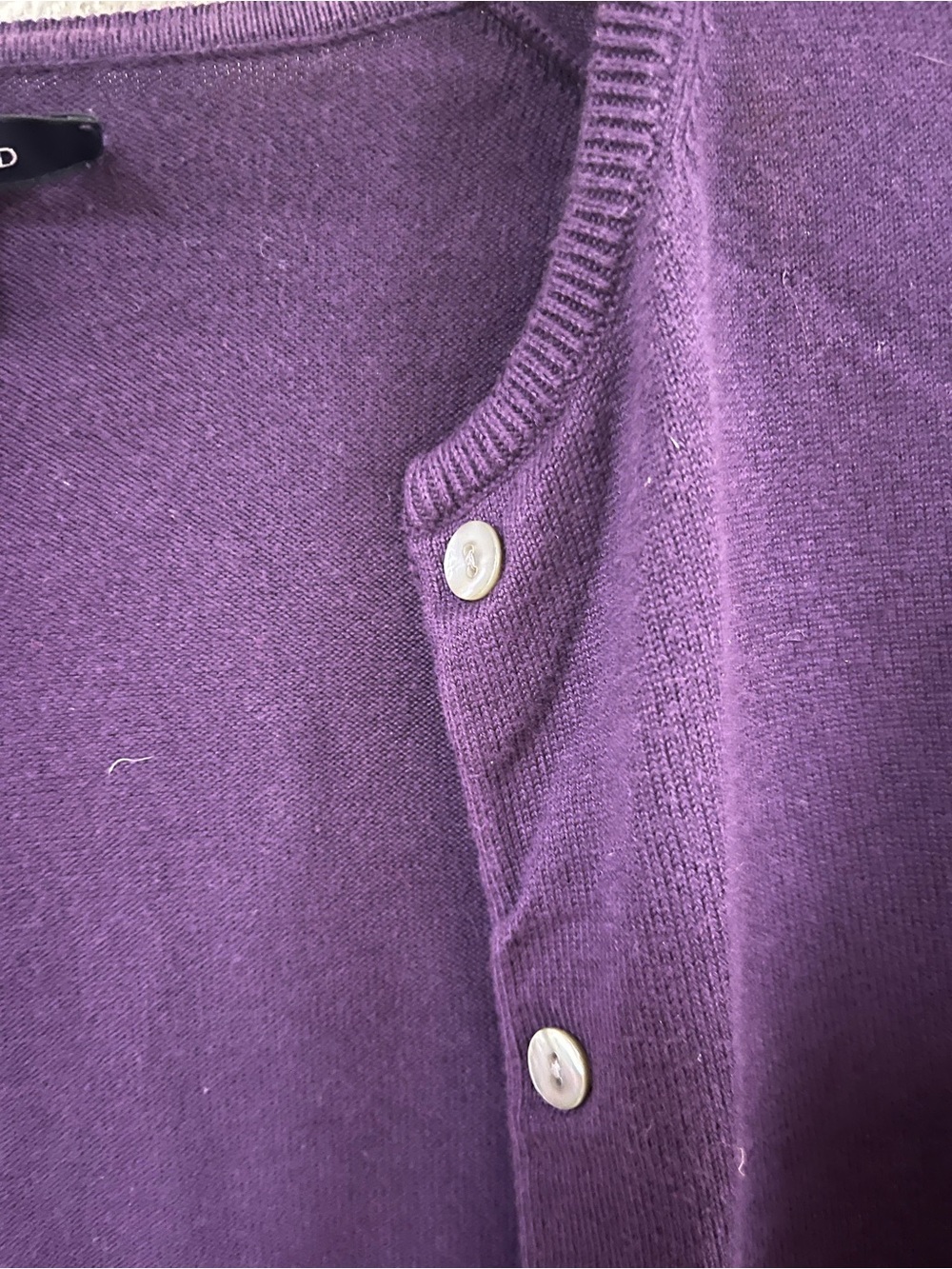 Lands' End Deep Purple Crew Cardigan - Picture 3 of 4